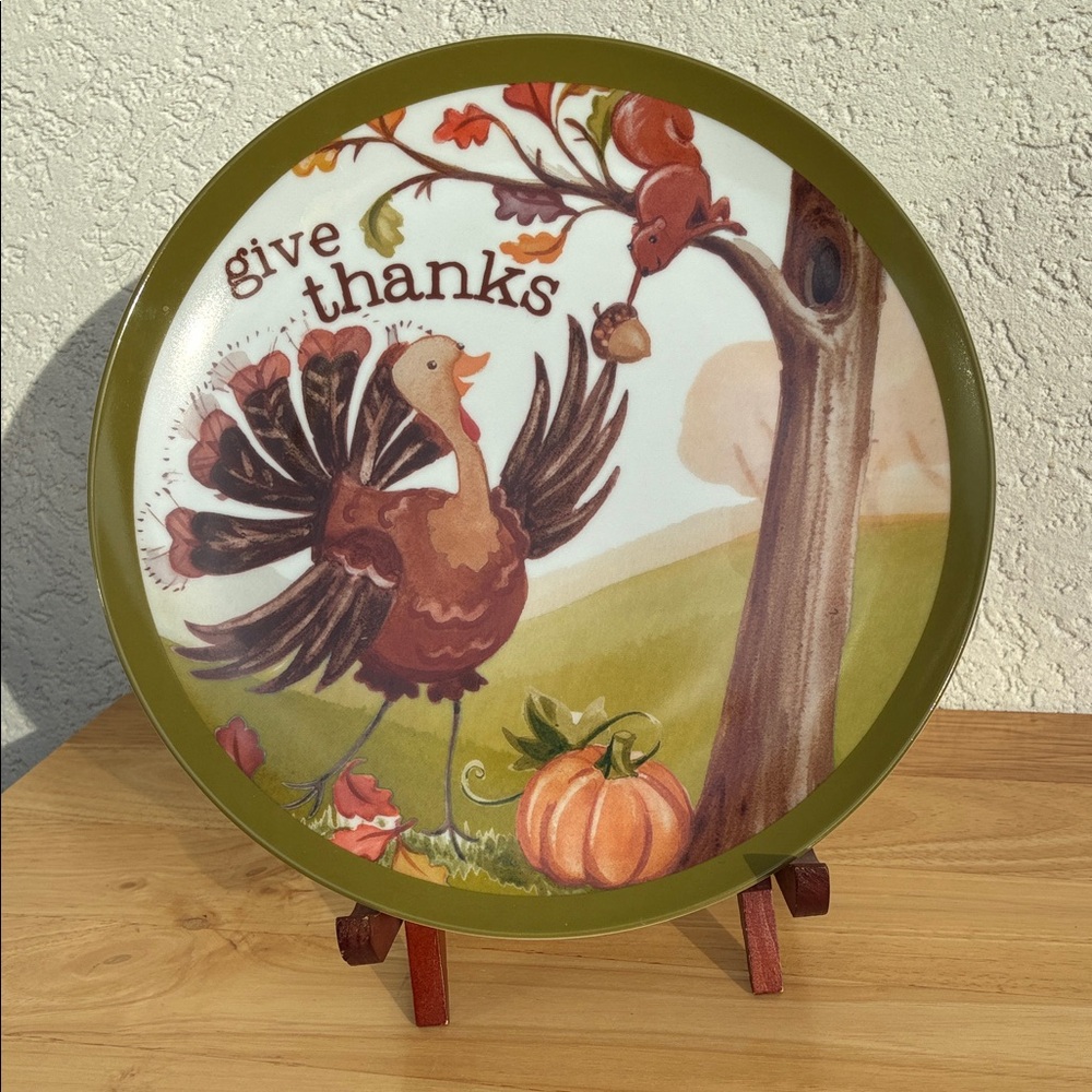Pottery Barn Kids Thanksgiving Turkey “give thanks” ceramic plate
